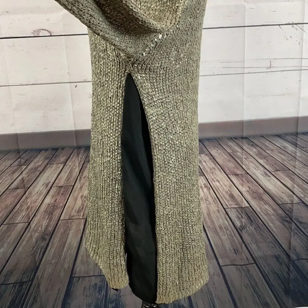 Chelsea Violet Sweater Tunic Womens Medium Knite Metallic Sparkle NYE Lined‎